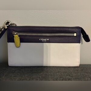 Coach Purple and White Wallet with Yellow Accent